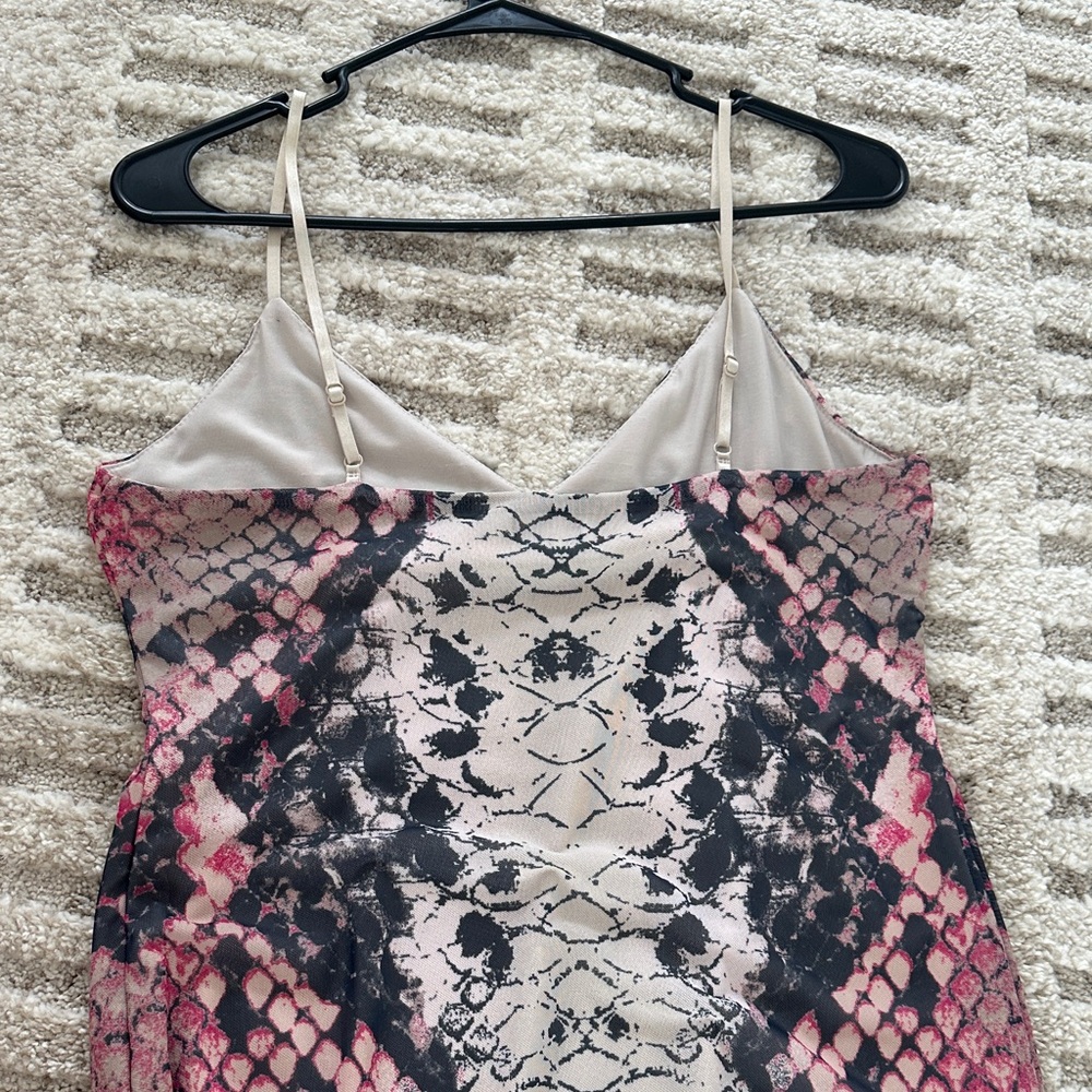 AFRM Pink and Black Snake-Print Midi Dress - Picture 4 of 5